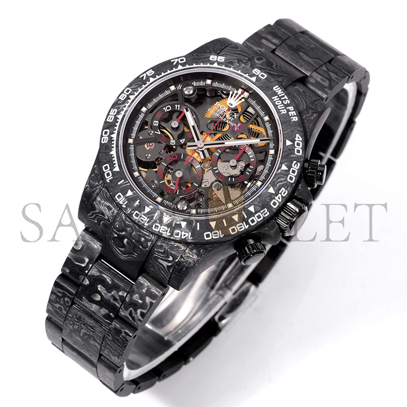 R01ex the cosmograph daytona skeleton watch features a forged carbon fiber case and bracelet m326938-0005